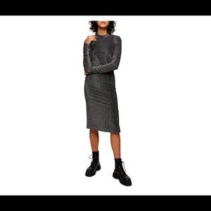 TopShop Black/Silver Glitter Open Midi Cocktail Night Out Dress